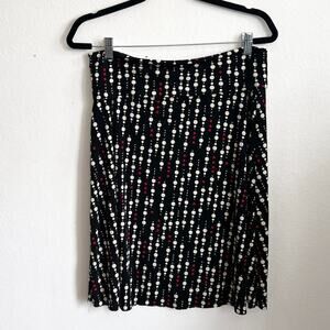 Black Polka Dot Midi Skirt, Vintage, Y2K, Retro, Chic, Feminine, Boho,‎ Large
